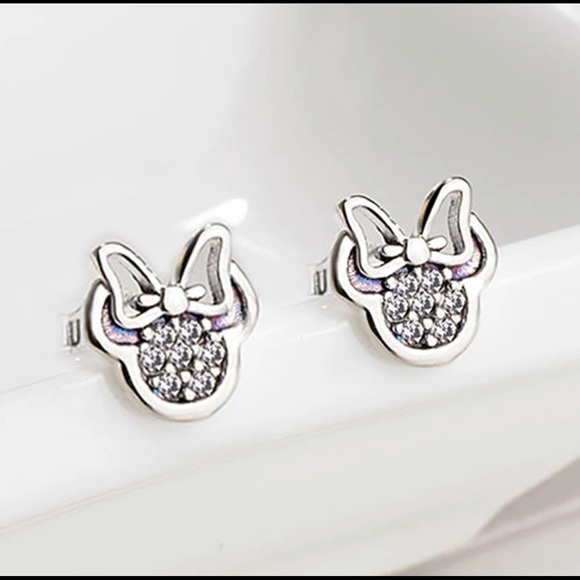 925 SILVER AND ZIRCONIA MINNIE MOUSE EARRINGS - Picture 2 of 8